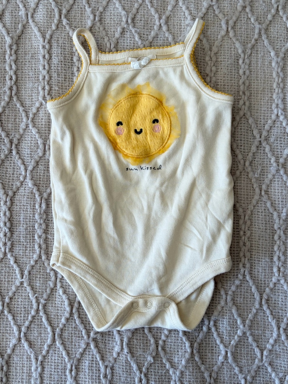 Yellow Sun Applique Sleeveless One-Piece Bodysuit